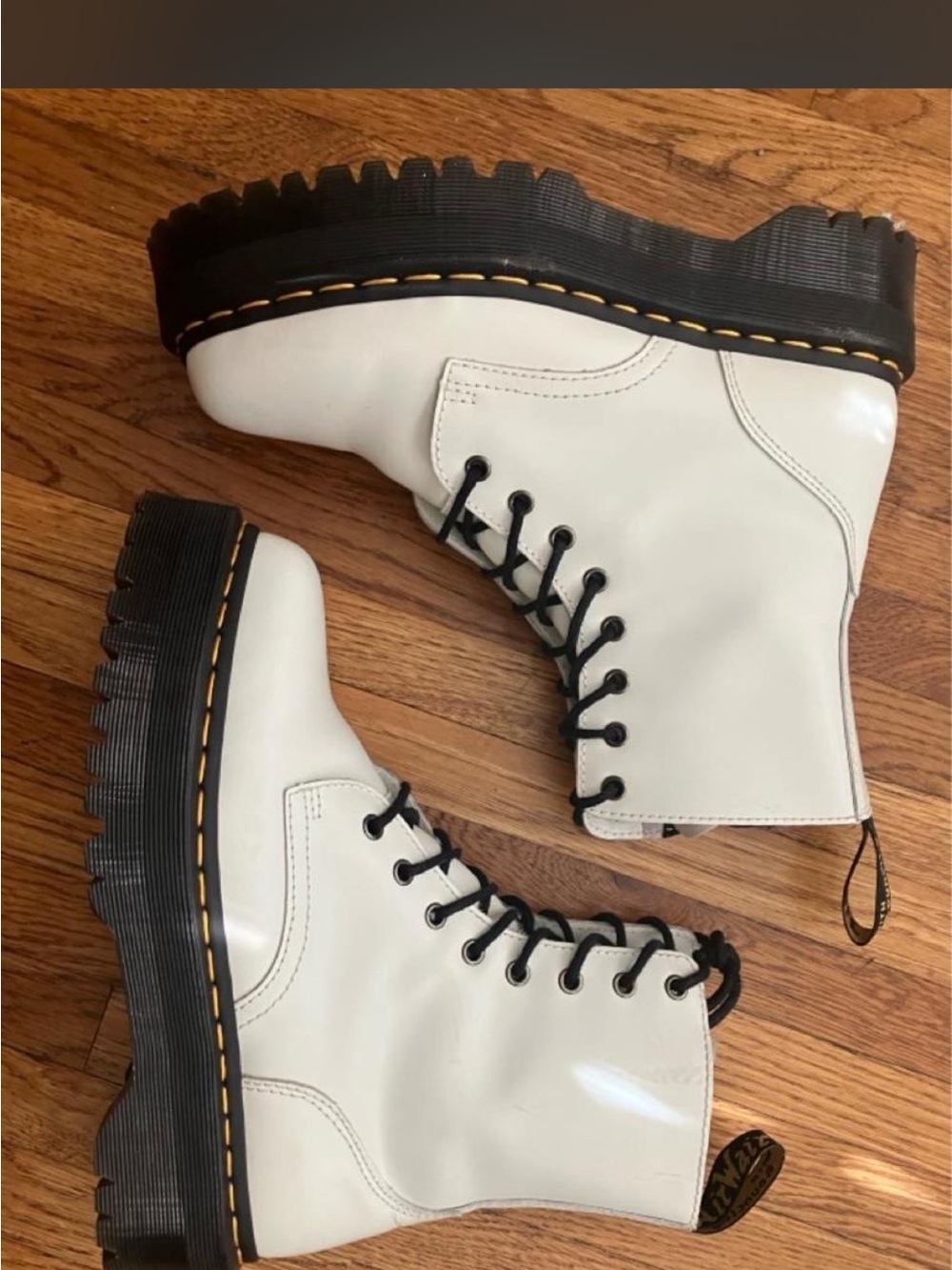 Dr. Martens White Lace-Up Platform Combat Boots